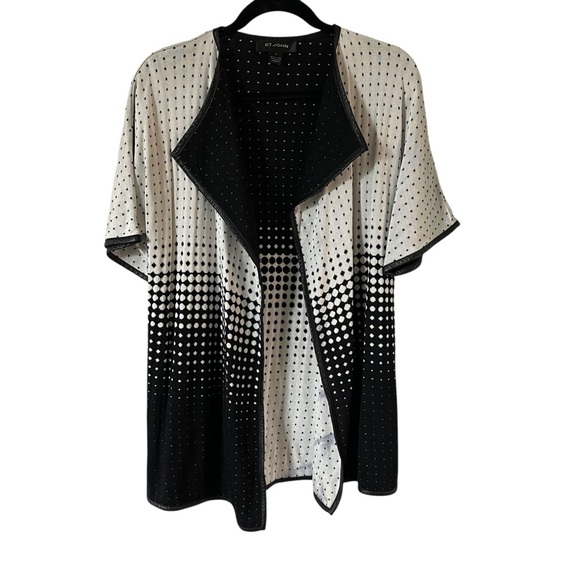 St. John Cardigan Sweater with Gradient Houndstooth Wool Cashmere Blend Size P - Picture 1 of 7